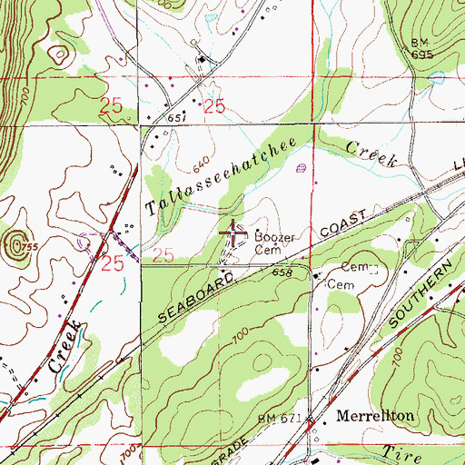 Topographic Map of Boozer Cemetery, AL