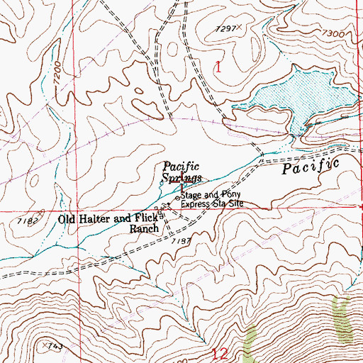 Topographic Map of Pacific Springs, WY