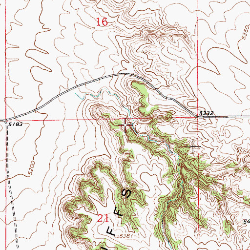 Topographic Map of Pine Bluffs, WY