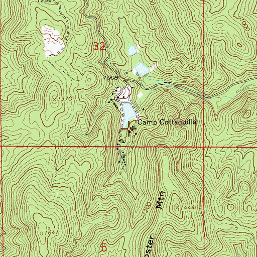 Topographic Map of Camp Cottaquilla, AL