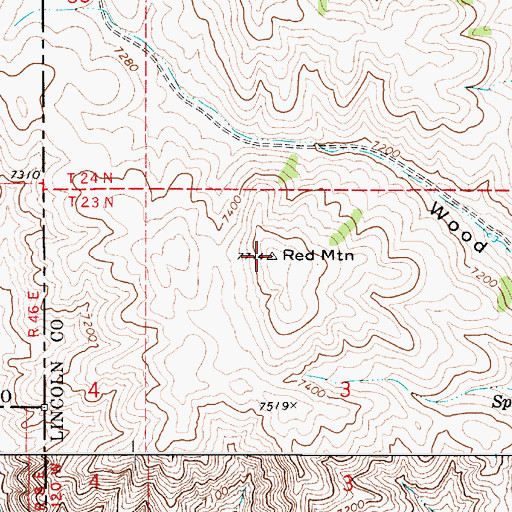 Topographic Map of Red Mountain, WY