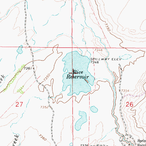 Topographic Map of Rice Reservoir, WY