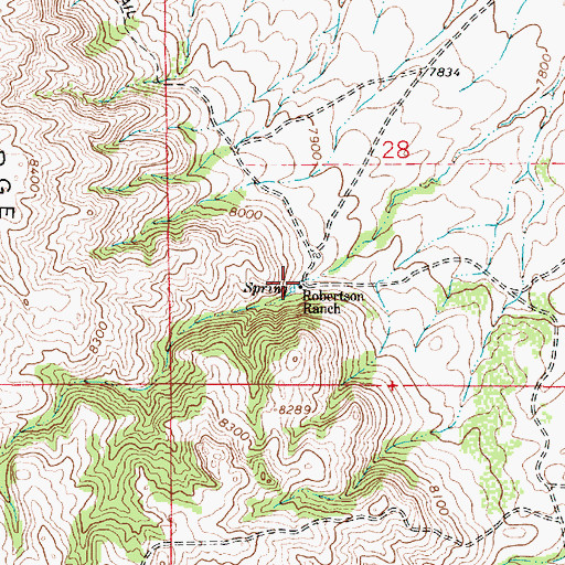 Topographic Map of Robertson Ranch, WY