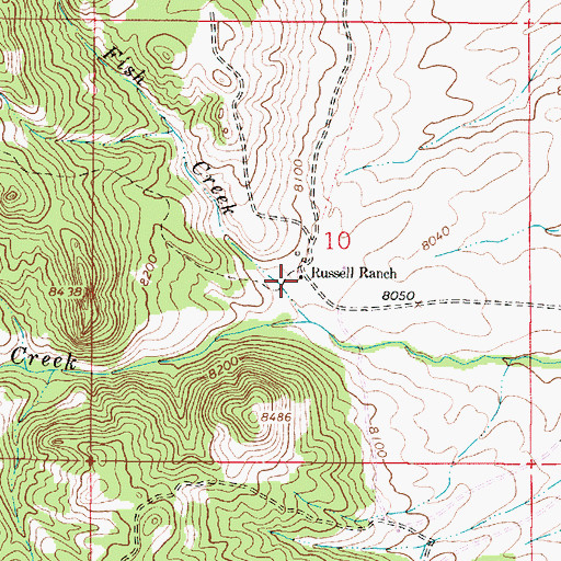 Topographic Map of Russell Ranch, WY