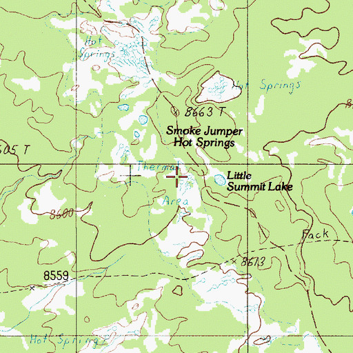 Topographic Map of Smoke Jumper Hot Springs, WY