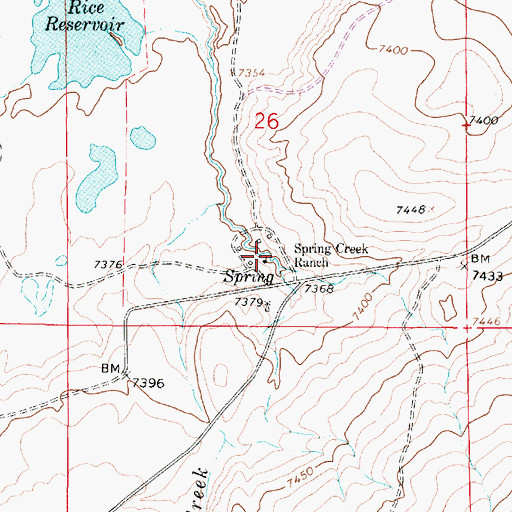 Topographic Map of Spring Creek Ranch, WY