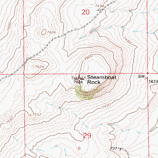 Topographic Map of Steamboat Rock, WY