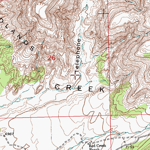 Topographic Map of Telephone Canyon, WY