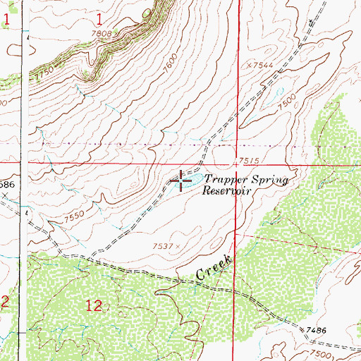 Topographic Map of Trapper Spring Reservoir, WY