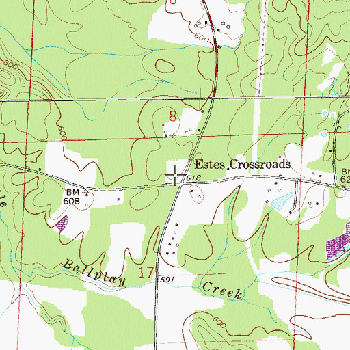Topographic Map of Estes Crossroads, AL