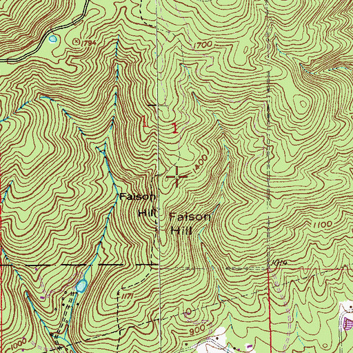Topographic Map of Faison Hill, AL