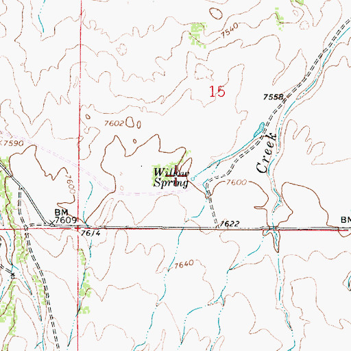 Topographic Map of Willow Spring, WY