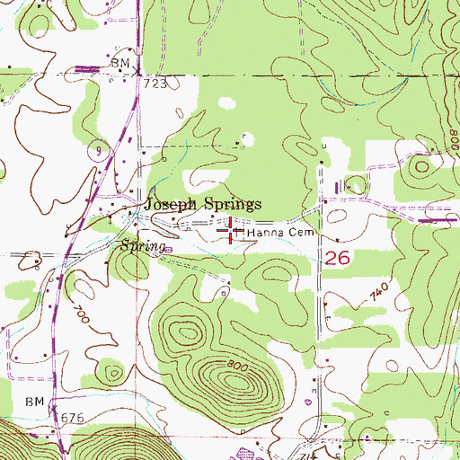 Topographic Map of Hanna Cemetery, AL