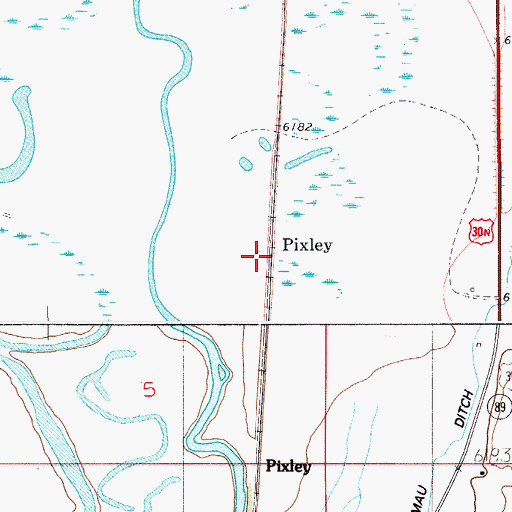 Topographic Map of Pixley, WY