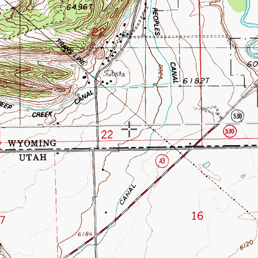 Topographic Map of Peoples Canal, WY