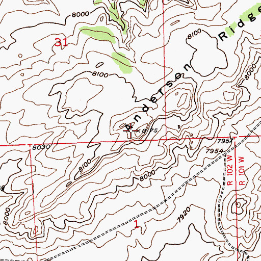 Topographic Map of Anderson Ridge, WY