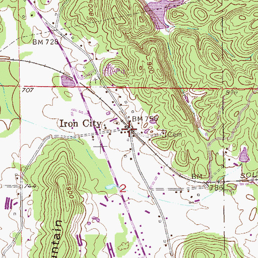Topographic Map of Iron City, AL