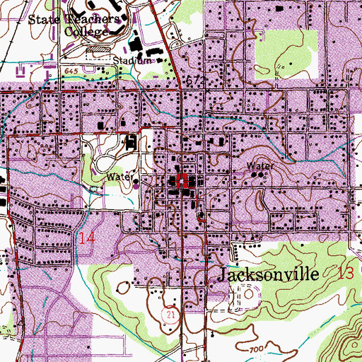 Topographic Map of Jacksonville, AL