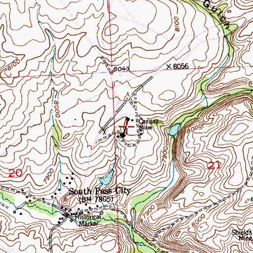 Topographic Map of Carissa Mine, WY