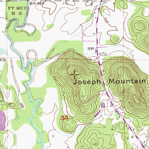 Topographic Map of Joseph Mountain, AL