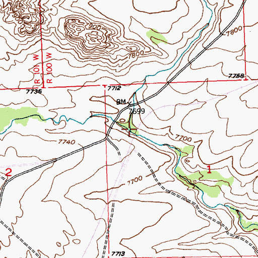 Topographic Map of Dead Ox Creek, WY