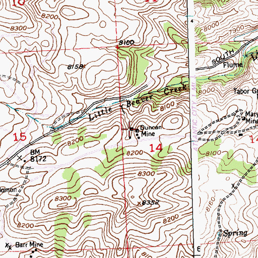 Topographic Map of Duncan Mine, WY