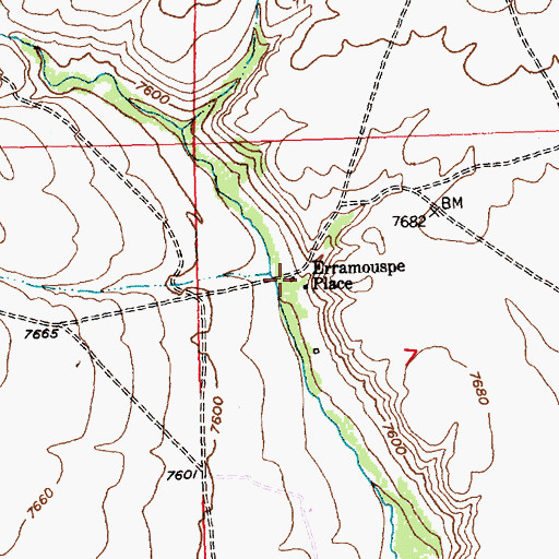 Topographic Map of Erramouspe Place, WY