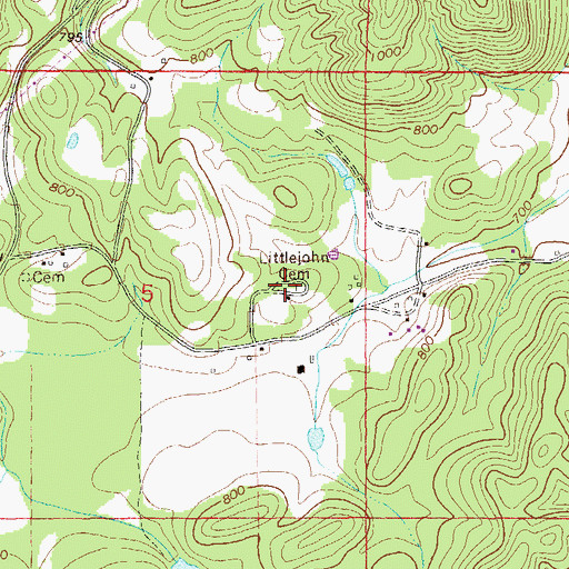 Topographic Map of Littlejohn Cemetery, AL