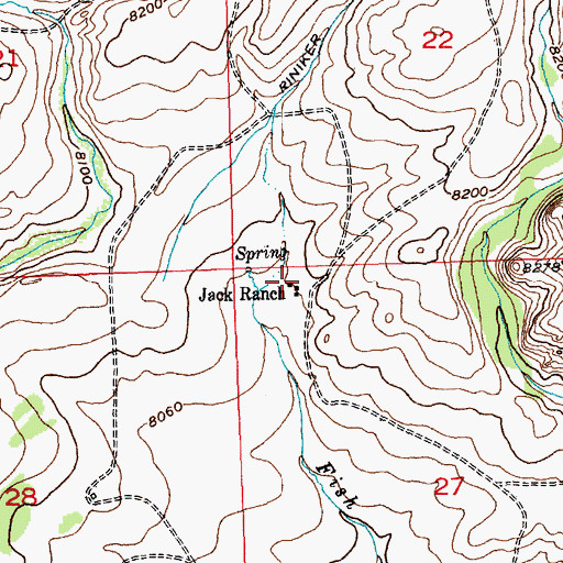 Topographic Map of Jack Ranch, WY
