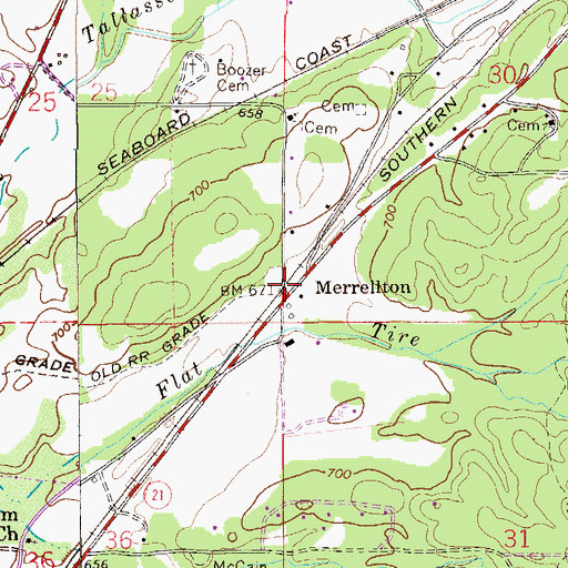 Topographic Map of Merrellton, AL