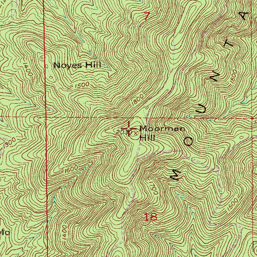 Topographic Map of Moorman Hill, AL