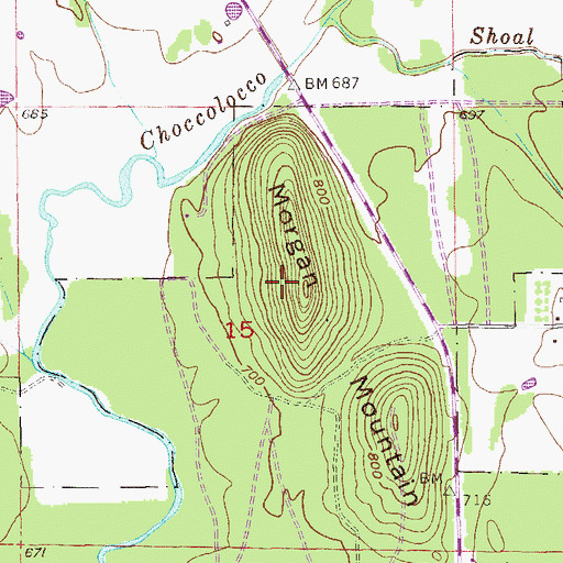 Topographic Map of Morgan Mountain, AL