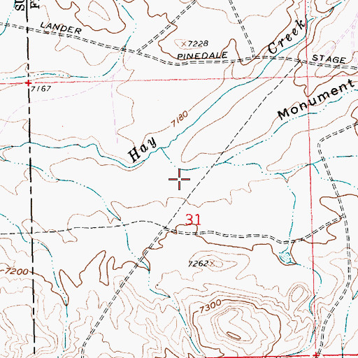 Topographic Map of Monument Draw, WY