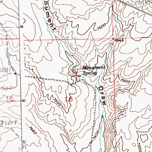 Topographic Map of Monument Spring, WY
