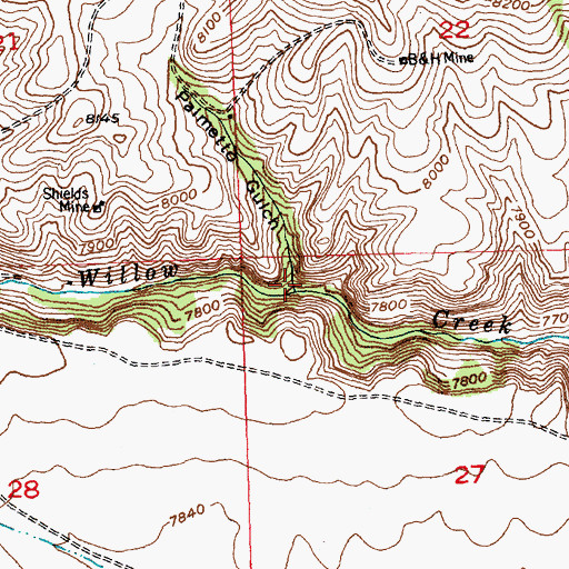 Topographic Map of Palmetto Gulch, WY