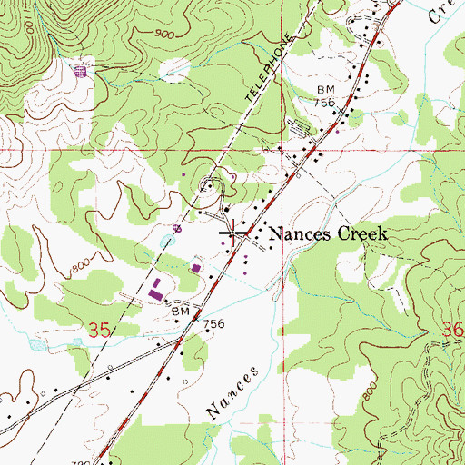 Topographic Map of Nances Creek, AL