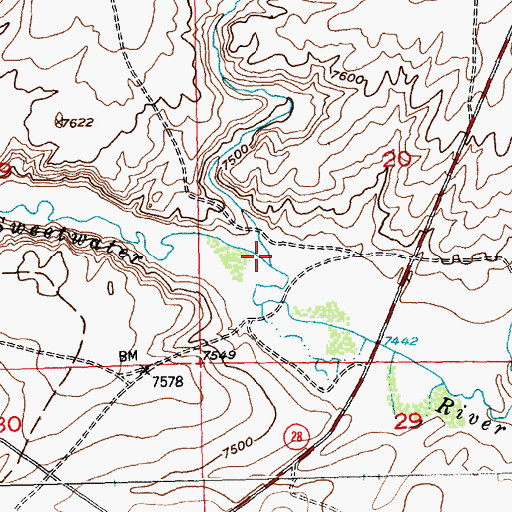 Topographic Map of Sharps Meadows Creek, WY