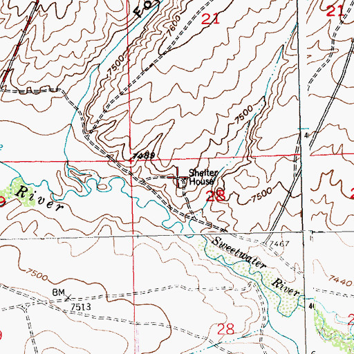Topographic Map of Shelter House, WY