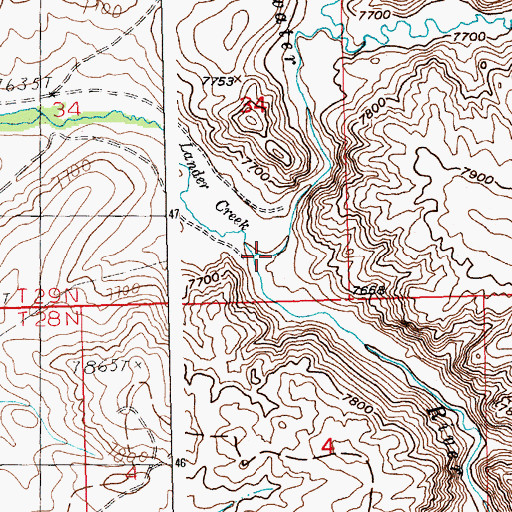Topographic Map of Lander Creek, WY