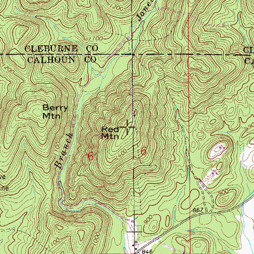 Topographic Map of Red Mountain, AL