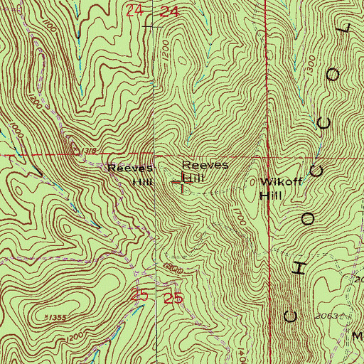 Topographic Map of Reeves Hill, AL