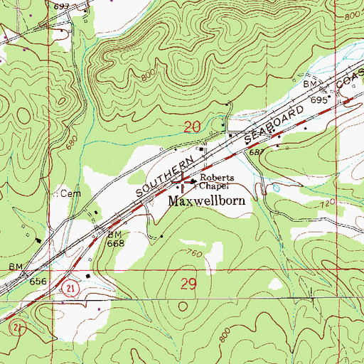 Topographic Map of Roberts Chapel, AL