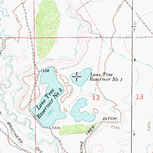 Topographic Map of Lone Tree Reservoir Number One, WY