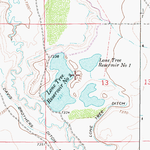 Topographic Map of Lone Tree Number 1 Dam, WY