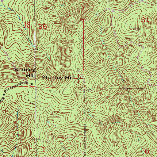 Topographic Map of Stanley Hill, AL