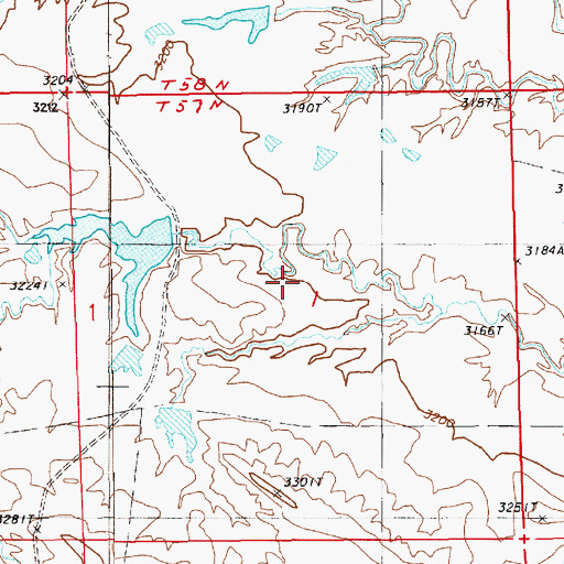 Topographic Map of Mowry Draw Reservoir, WY