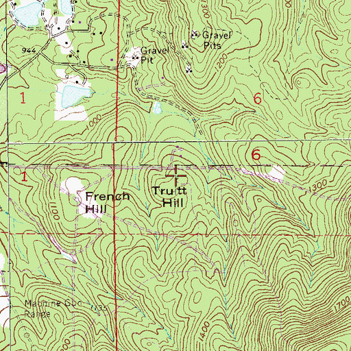Topographic Map of Truitt Hill, AL