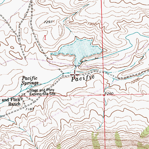 Topographic Map of Pacific Dam, WY