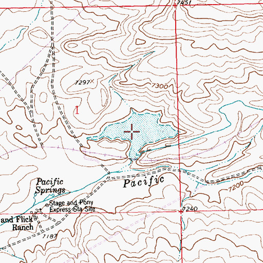 Topographic Map of Pacific Number 1 Reservoir, WY