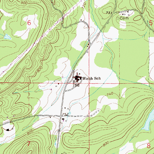 Topographic Map of Webb School, AL